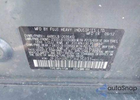 2013 Subaru Forester 2.5X z USA, uszkodzony, nr VIN JF2SHABC2DH426831